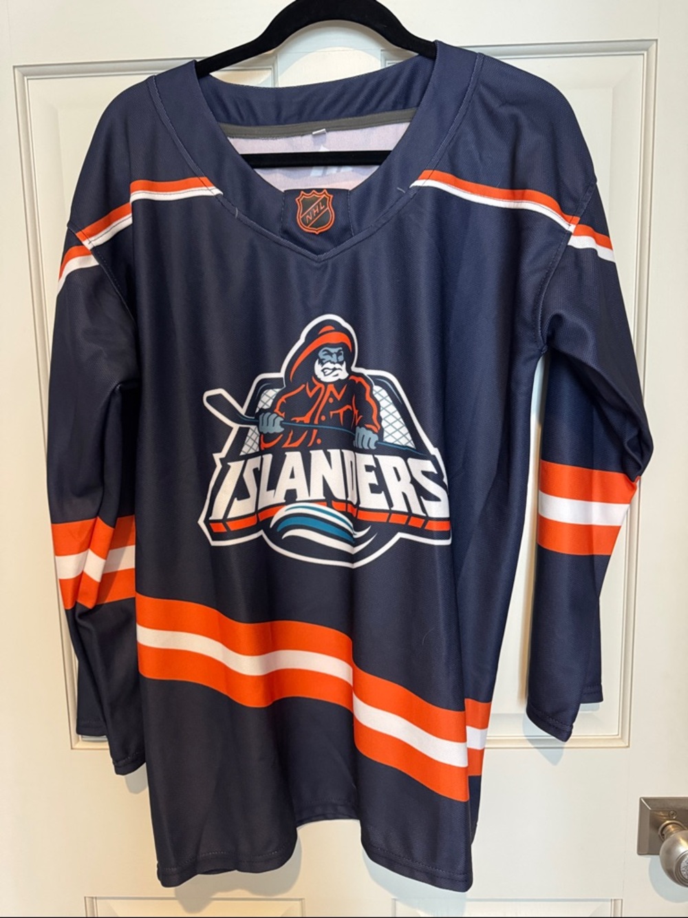 NHL New York Islanders Navy and Orange Hockey Jersey with Logo